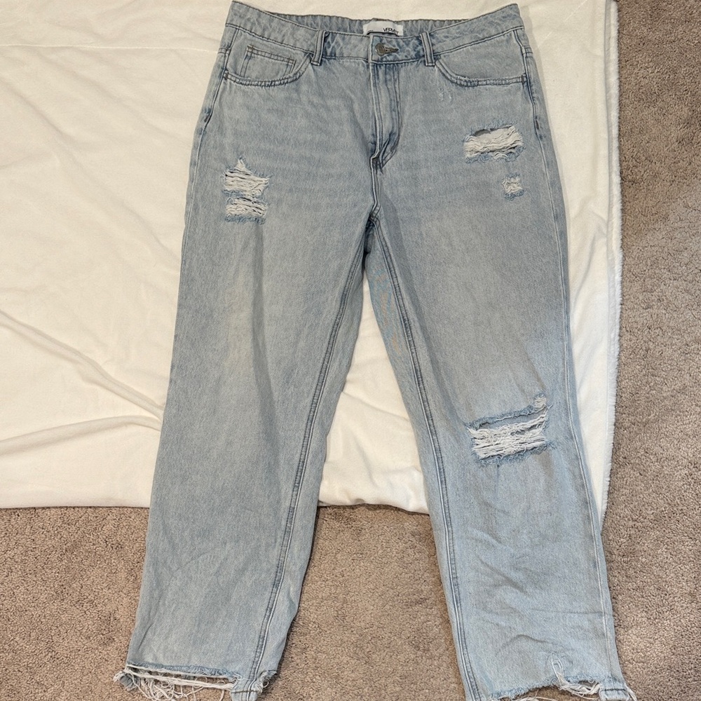 VERVET BY FLYING MONKEY Light Wash Distressed Straight Leg Jeans